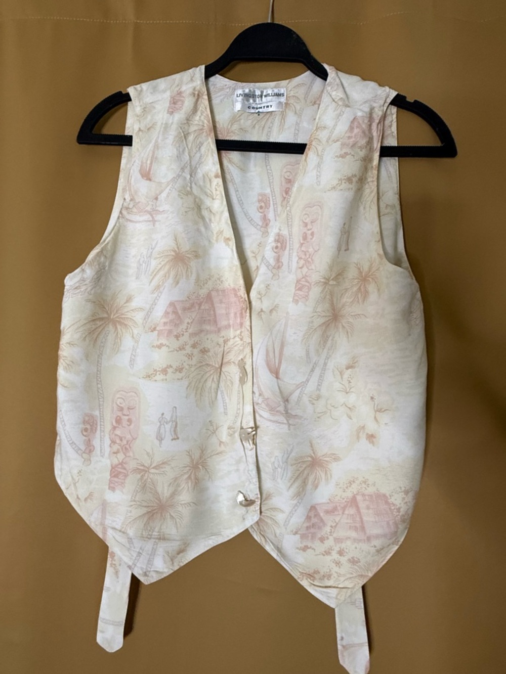 Light Cream Tropical Print Vest